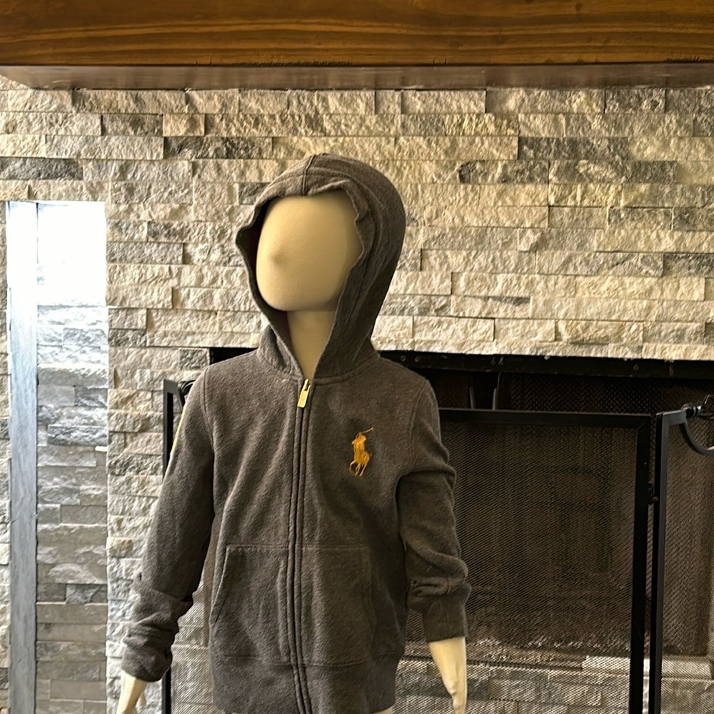 Polo by Ralph Lauren Charcoal Kids Hoodie with Yellow Emblem